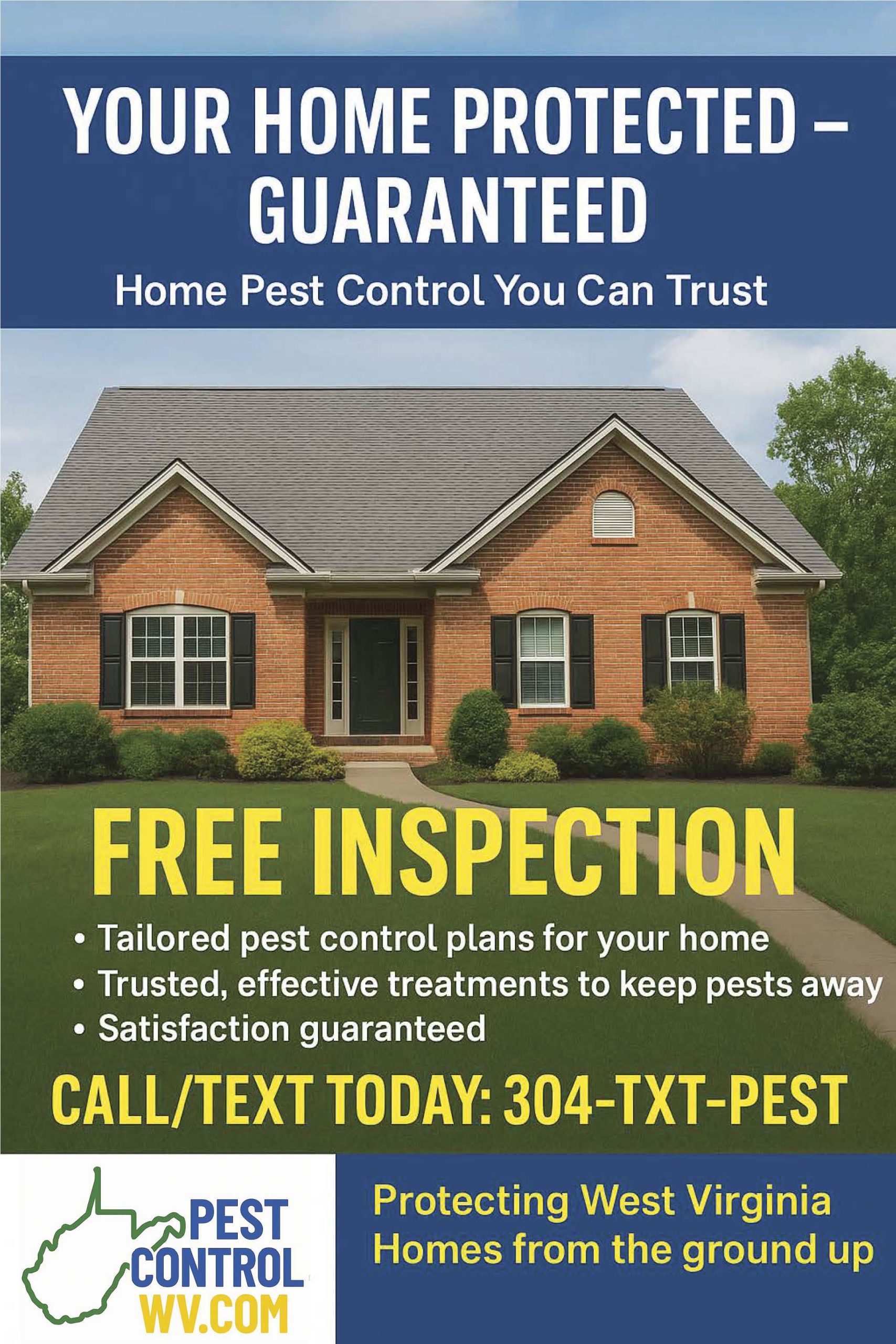 Small brick home pest control flyer