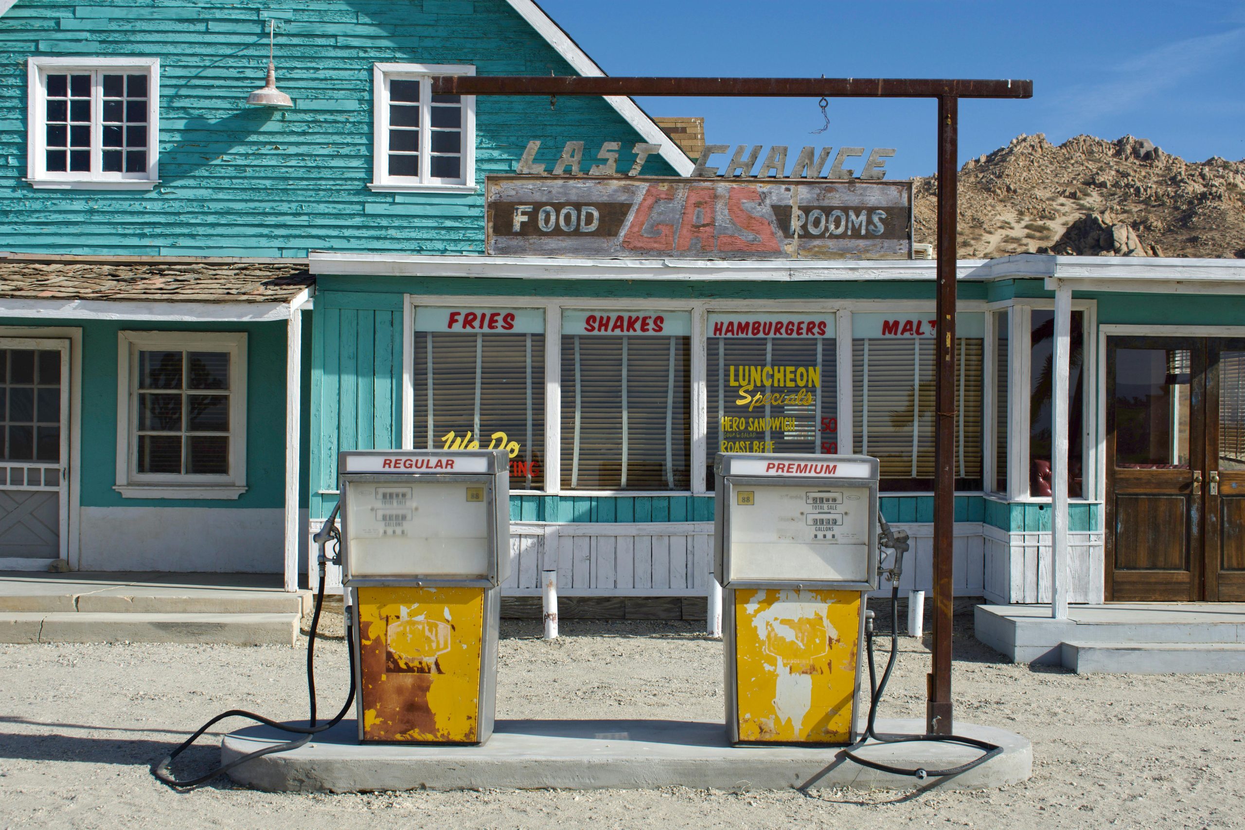 Gas station with food service area